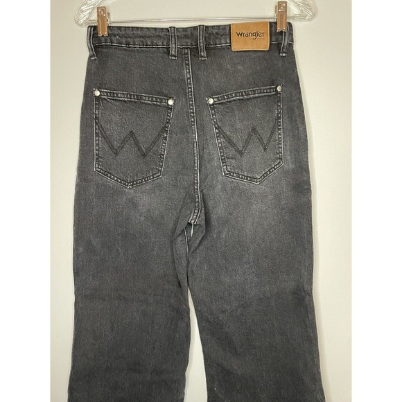 Wrangler Authentic Hi Bell Jeans Black Distressed High Waist Bell Legs Size 10 - Picture 4 of 9